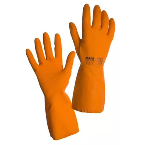 GUANTE NO DROP 182 LATEX NATURAL NARANJA FLOCADO SATINADO - Image 2