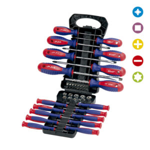 JUEGO 45 PIEZAS DESTORNILLADORES Y TUBOS CON SOPORTE
