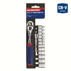 JUEGO BOCALLAVES CR-V CON LLAVE CRIQUE DE 1/4? (14 PIEZAS)