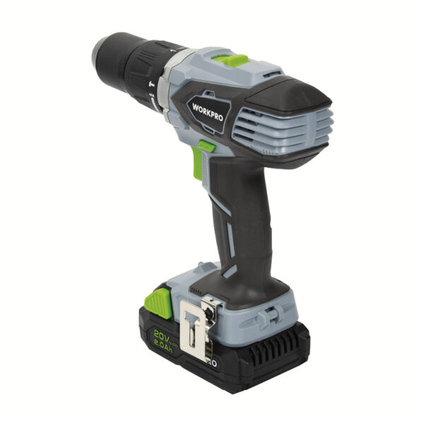 20-Volt Taladro Inalambrico con Percutor 2 Velocidades 60n + 2 Baterias + Cargador + Bolso - Image 4