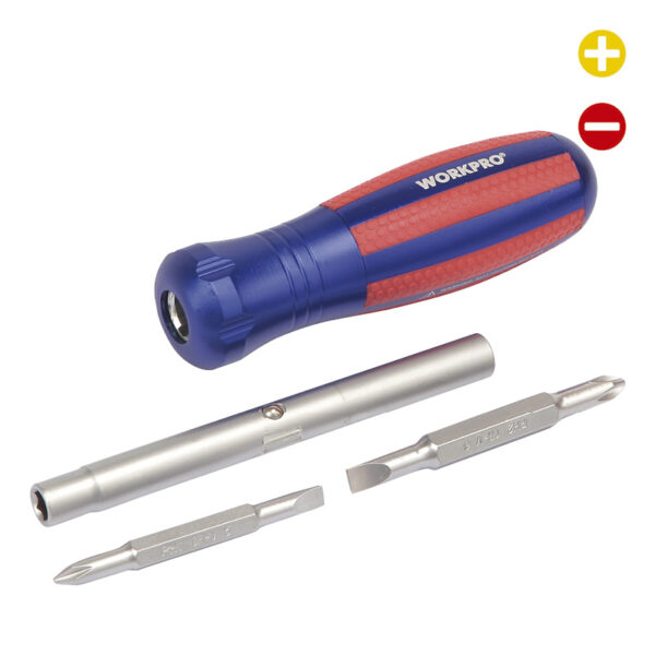 DESTORNILLADOR CON MANGO RATCHET CON PUNTAS MULTIPLES ABATIBLES