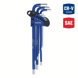 JUEGO 9 LLAVES HEXAGONALES SAE CORTAS CR-V