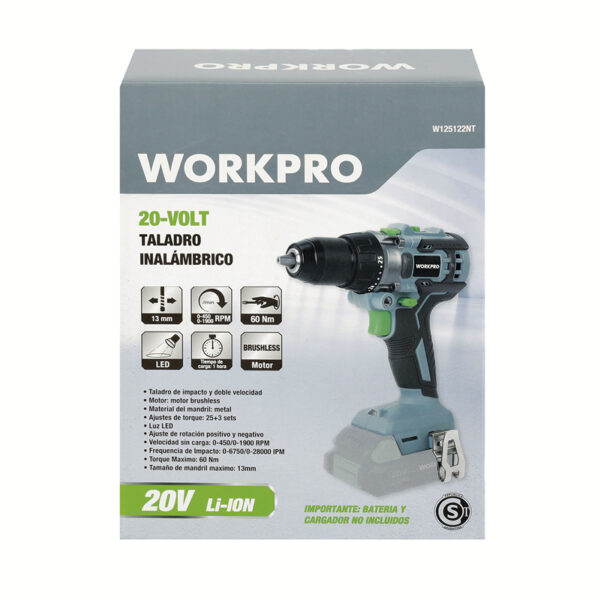 20-Volt Taladro Inalambrico Percutor Brushless 2 Velocidades - Image 5