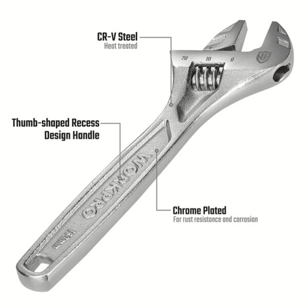 Llave Ajustable de 150Mm. (6") Cr-V para Trabajo Pesado - Image 3