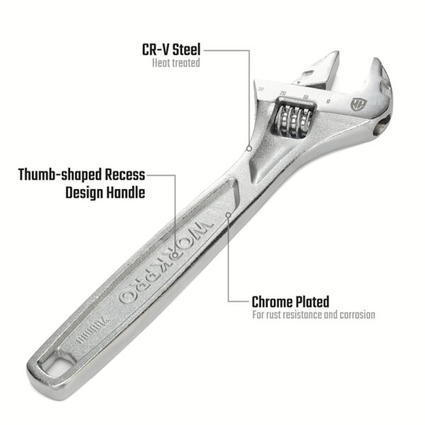 Llave Ajustable de 200 Mm. (8") Cr-V para Trabajo Pesado - Image 3
