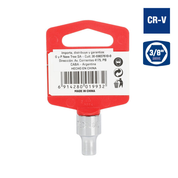 Bocallave, 1/4", Encastre 3/8", Hexagonal - Image 2