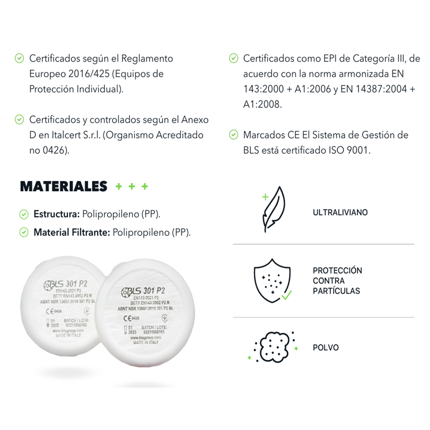 KIT PREFILTRO PARTICULAS BLS301 P23 (EX P95 ) - BLS - Image 2